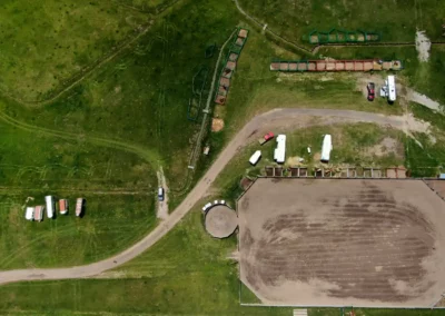 view of Diamond P Ranch, a west yellowstone ranch, from above